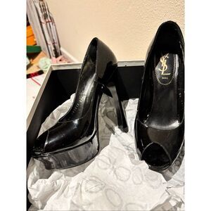 YSL Patent Leather Peep toe Platform Pumps